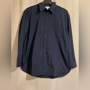 Athleta Blue Relaxed Button Down Shirt Sz M